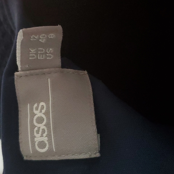 Like New Asos Double Layer Textured Wiggle Dress Midi Size 8 Dark Blue - Picture 5 of 5
